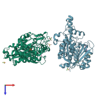 PDB entry 8cne coloured by chain, top view.