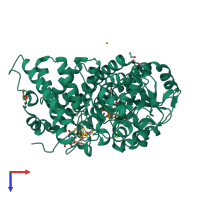 PDB entry 8cnr coloured by chain, top view.