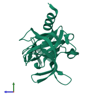 PDB entry 8cny coloured by chain, side view.