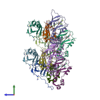 PDB entry 8cqe coloured by chain, side view.