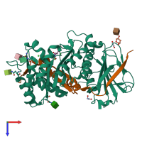 PDB entry 8cqi coloured by chain, top view.