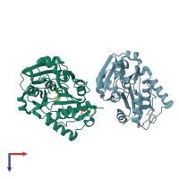 PDB entry 8cri coloured by chain, top view.