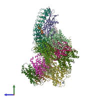 PDB entry 8cte coloured by chain, side view.