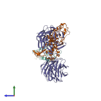 PDB entry 8ctg coloured by chain, side view.