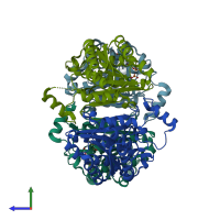 PDB entry 8cxa coloured by chain, side view.