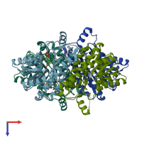 PDB entry 8cxa coloured by chain, top view.