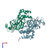 PDB entry 8czx coloured by chain, top view.