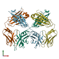 PDB entry 8d01 coloured by chain, front view.