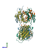 PDB entry 8d01 coloured by chain, side view.