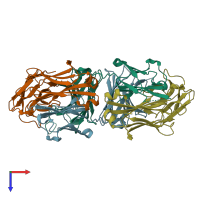PDB entry 8d01 coloured by chain, top view.
