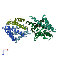 PDB entry 8d07 coloured by chain, top view.