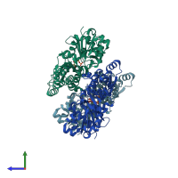 PDB entry 8d14 coloured by chain, side view.