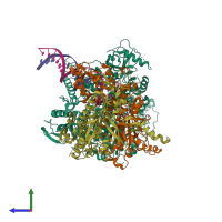 PDB entry 8d33 coloured by chain, side view.