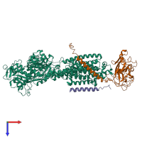 PDB entry 8d3v coloured by chain, top view.