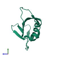 Monomeric assembly 3 of PDB entry 8d4o coloured by chemically distinct molecules, side view.