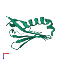 Monomeric assembly 3 of PDB entry 8d4o coloured by chemically distinct molecules, top view.