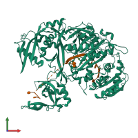 PDB entry 8d6j coloured by chain, front view.