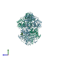 PDB entry 8d6u coloured by chain, side view.