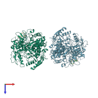 PDB entry 8d6u coloured by chain, top view.