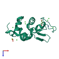 PDB entry 8d8d coloured by chain, top view.