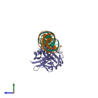 PDB entry 8d8m coloured by chain, side view.