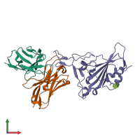 PDB entry 8d8r coloured by chain, front view.