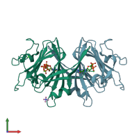 PDB entry 8dak coloured by chain, front view.