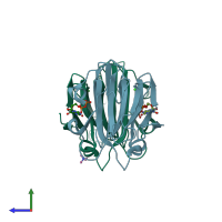 PDB entry 8dak coloured by chain, side view.