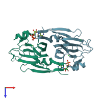 PDB entry 8dak coloured by chain, top view.