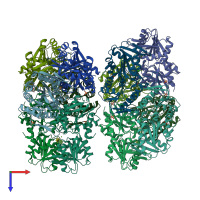 PDB entry 8dbm coloured by chain, top view.
