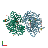 PDB entry 8dcf coloured by chain, front view.