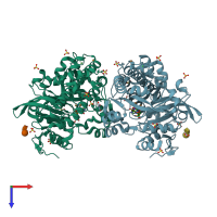 PDB entry 8dcf coloured by chain, top view.
