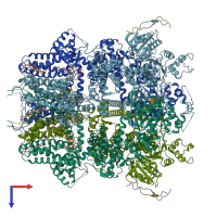 PDB entry 8ddv coloured by chain, top view.