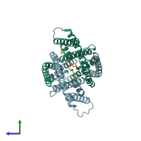 PDB entry 8de9 coloured by chain, side view.