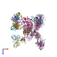 PDB entry 8der coloured by chain, top view.