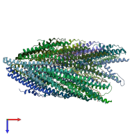 PDB entry 8dft coloured by chain, top view.