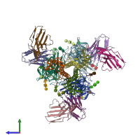 PDB entry 8dis coloured by chain, side view.