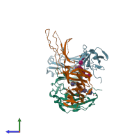 PDB entry 8dj7 coloured by chain, side view.