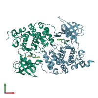 PDB entry 8djd coloured by chain, front view.