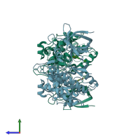 PDB entry 8djd coloured by chain, side view.