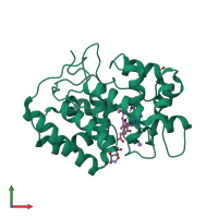 PDB entry 8dju coloured by chain, front view.