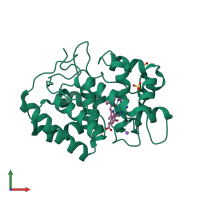 PDB entry 8djx coloured by chain, front view.