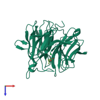 PDB entry 8dk0 coloured by chain, top view.