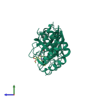 PDB entry 8dlb coloured by chain, side view.