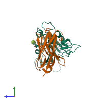 PDB entry 8dly coloured by chain, side view.