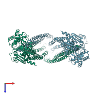 PDB entry 8dmo coloured by chain, top view.