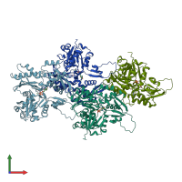 PDB entry 8dmy coloured by chain, front view.