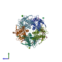 PDB entry 8dn3 coloured by chain, side view.