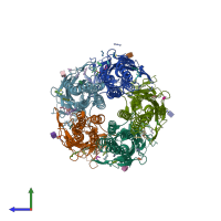 PDB entry 8dn5 coloured by chain, side view.