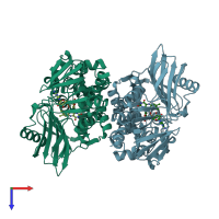 PDB entry 8dq7 coloured by chain, top view.